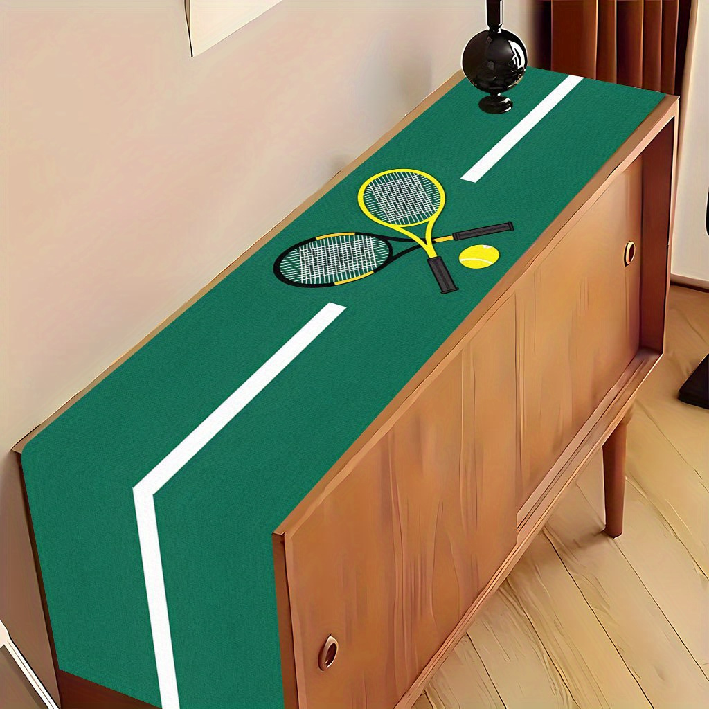 Table Tennis News Today - Vibrant Tennis Rackets and Ball Tablecloth