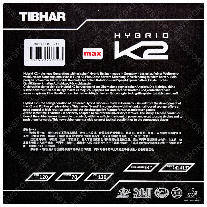 TIBHAR HYBRID K2 Table Tennis  - Table Tennis Hybrid Rubbers recension och pris